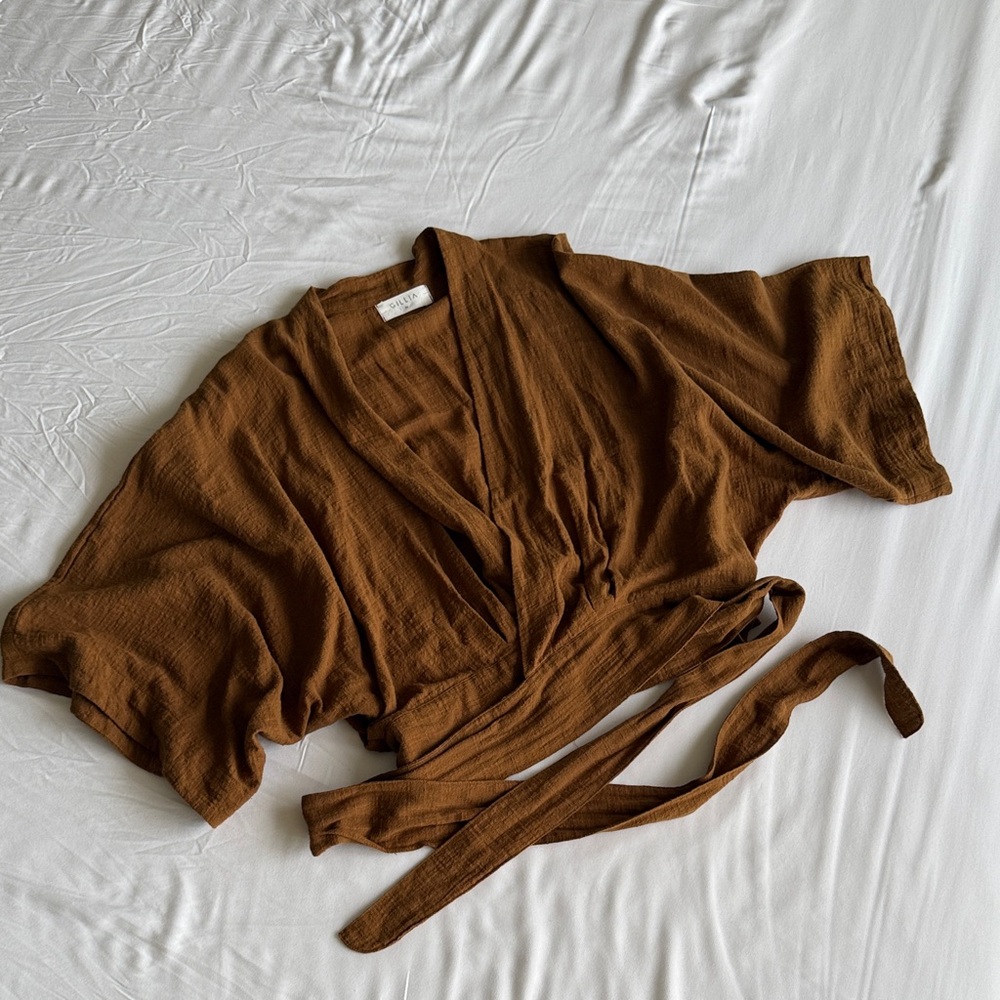 Gillia 100% Cotton Rust Brown Wrap Top